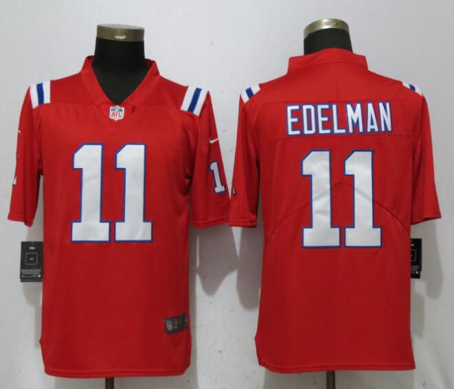 Men New England Patriots #11 Edelman Red Vapor Untouchable Player Nike Limited NFL Jerseys->women nfl jersey->Women Jersey